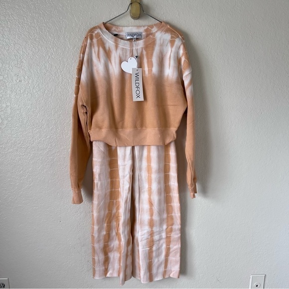 NEW Wildfox Orange Melon Wash Regal Tie Dye sweatshirt and pants set size small - Picture 3 of 11